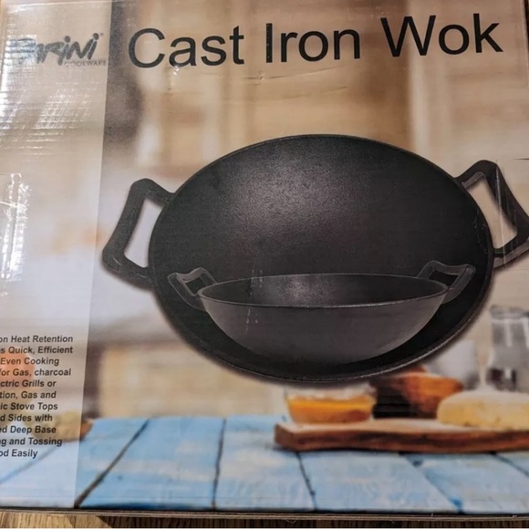 Parini Other - PARINI CAST IRON WOK PRE-SEASONED, 11.5"